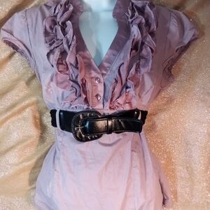 Heart Soul Dusty Mauve Pink Blouse With Belt